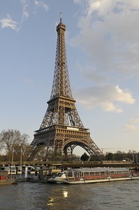 Sightseeing boats and the Eiffel Tower Paris