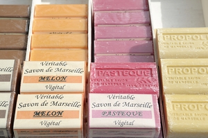Melon and watermelon soap bars at the Lourmarin market