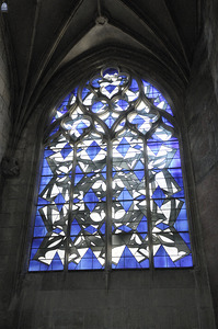 Modern stained glass window Nevers Cathedral Cathédrale Saint Cyr et Sainte Julitte de Nevers Nevers Nièvre Burgundy France