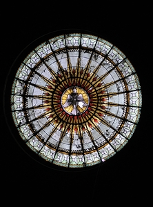 Round geometric stained glass window Eglise Saint Pothin