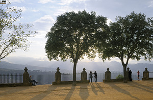 People enjoying the view from the Alameda del Tajo Ronda Málaga Andalusia Spain