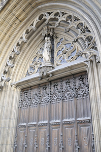 Entrance door detail of Eglise Saint-Bonaventure. France