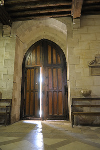 Shaft of light coming through the entrance door.  Eglise de Saint Maurice. Chatillon-sur-Loire Centre. France