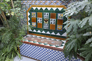 Ceramic tile bench with plants Casa Don Bosco Ronda Málaga Andalusia Spain by Kevin Oke