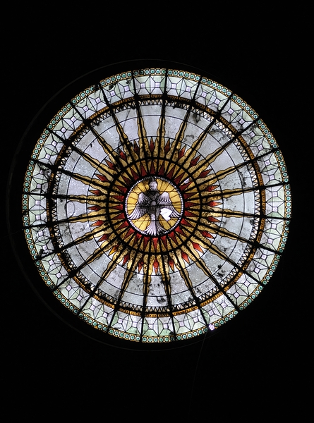 Round geometric stained glass window Eglise Saint Pothin Print