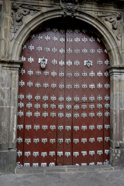 Entry door at Iglesia de San Agustin. Quito Ecuador Print