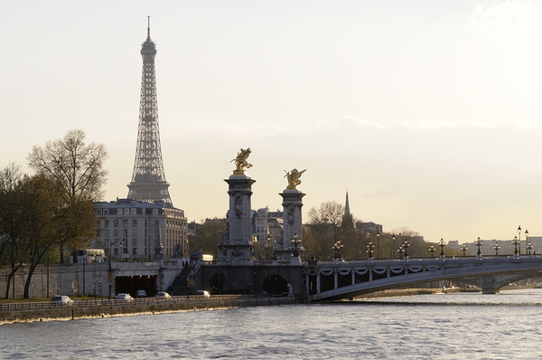 Pont Alexandre III and the Eiffel Tower from the Seine River - Paris Print