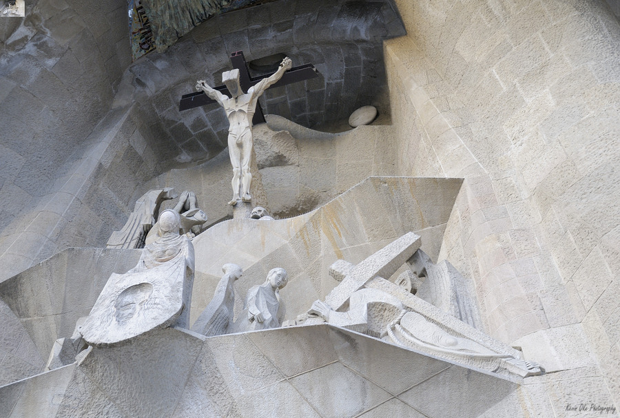 Passion Façade La Sagrada Família Temple Expiatori de la Sagrada Família Barcelona Spain  Print