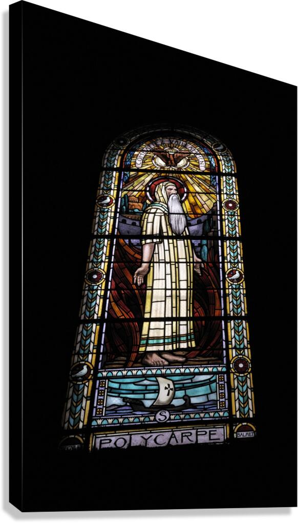 Stained glass window of St. Polycarp Canvas Print