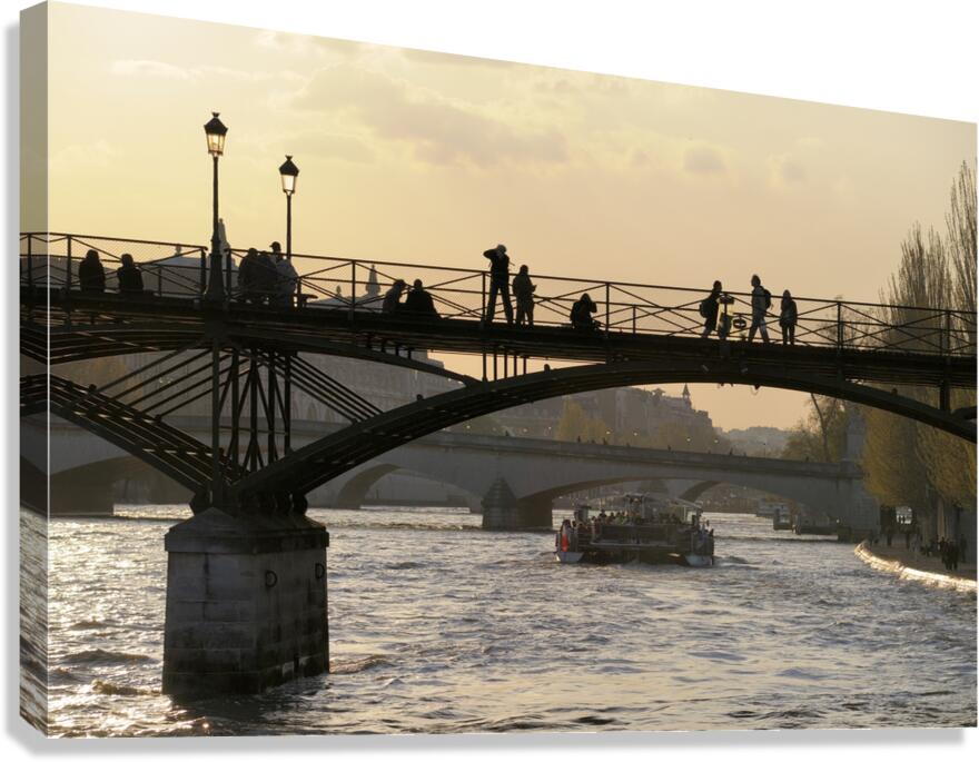 People taking in the view from Pont des Arts. Paris Canvas Print
