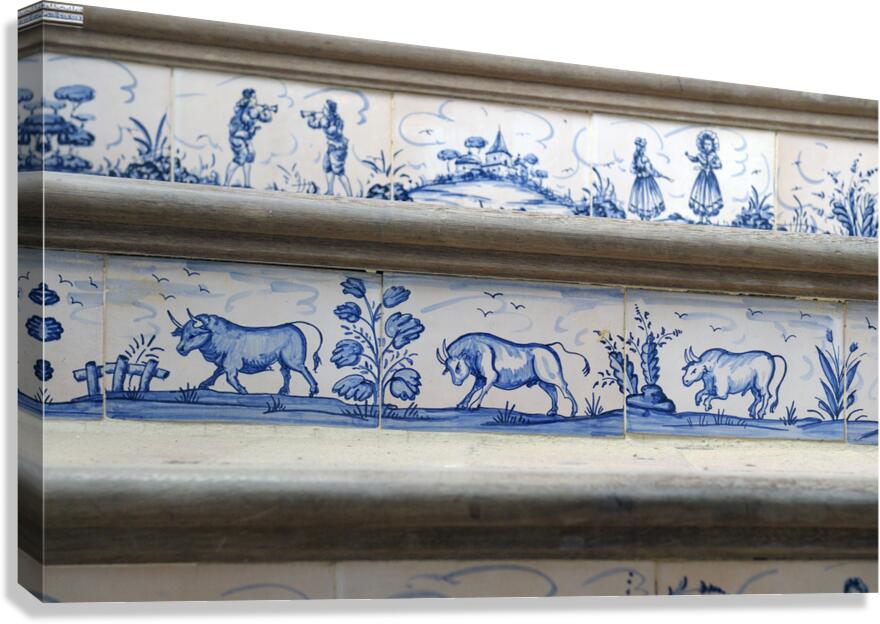 Ceramic tile stairs Plaza de Toros Bullring  Ronda Málaga Andalusia Spain Canvas Print