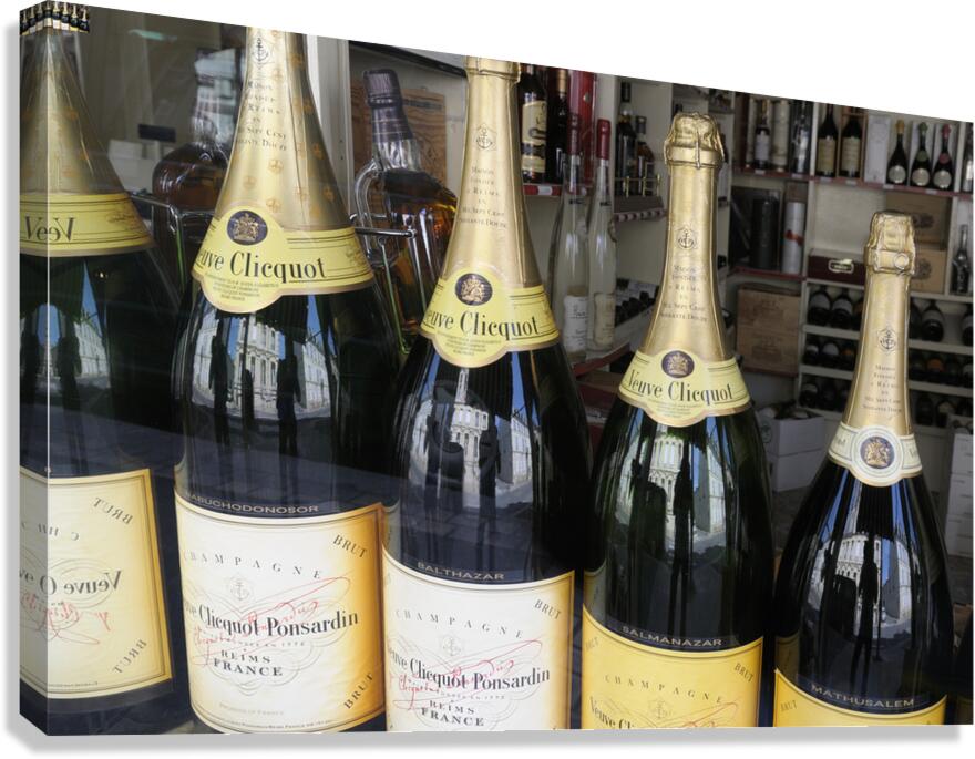 Champagne bottles in a liquor store Nevers Nièvre Burgundy France Canvas Print