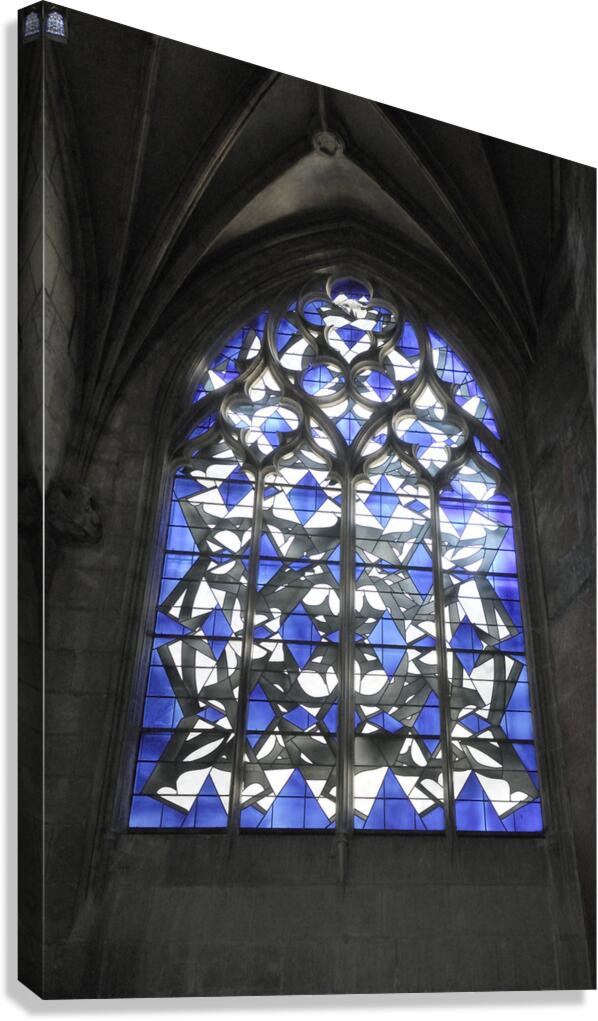 Modern stained glass window Nevers Cathedral Cathédrale Saint Cyr et Sainte Julitte de Nevers Nevers Nièvre Burgundy France Canvas Print