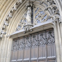 Entrance door detail of Eglise Saint-Bonaventure. France