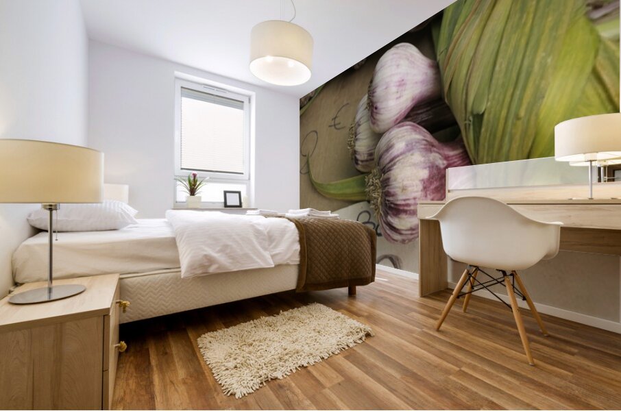 Fresh red garlic at the Lourmarin market Mural print