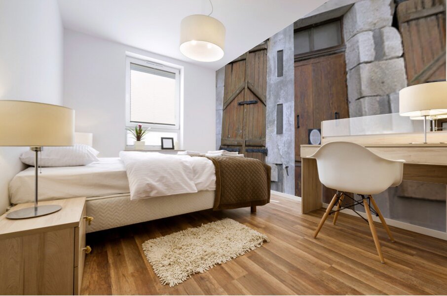 Old door and windows. Herry. France Mural print