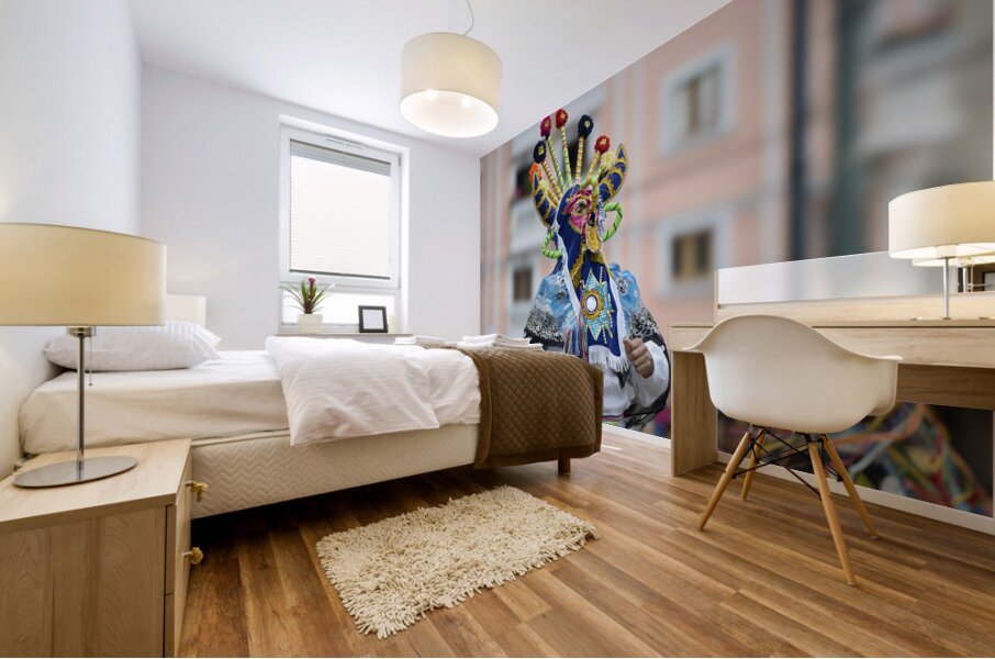 Traditional dancing in the Plaza de Santo Domingo during Quitos celebration of the anniversary of its Spanish foundation Quito Ecuador Mural print