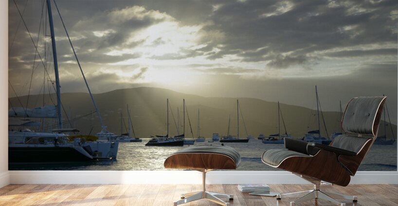 Dinghy heading out to the anchorage Wall Murals