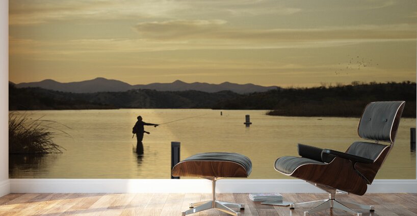 Fishing at sunset Patagonia Lake Wall Murals