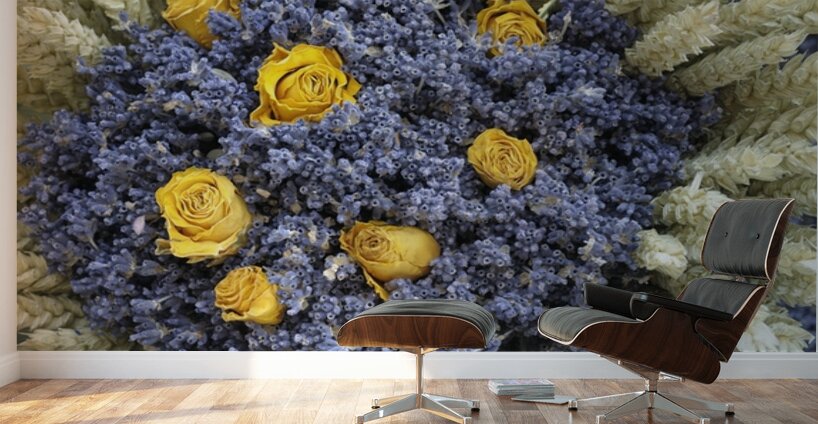 Dried roses and lavender flowers at market - Lourmarin Wall Murals