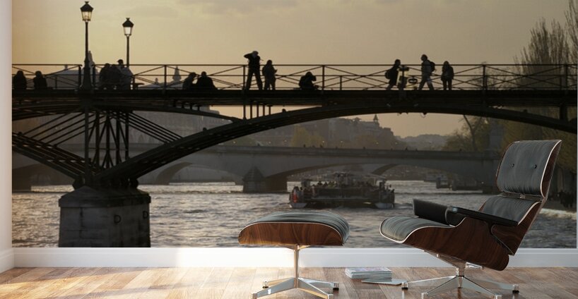 People taking in the view from Pont des Arts. Paris Wall Murals