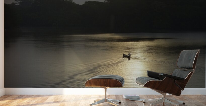 Canoeing on Lake Garzacocha at sunset La Selva Amazon Ecolodge Orellana Ecuador Wall Murals