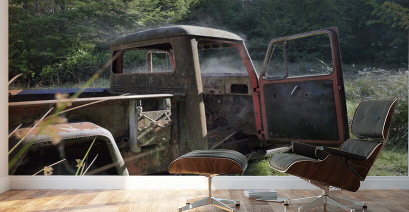 Old pickup truck with steam rising Wall Murals