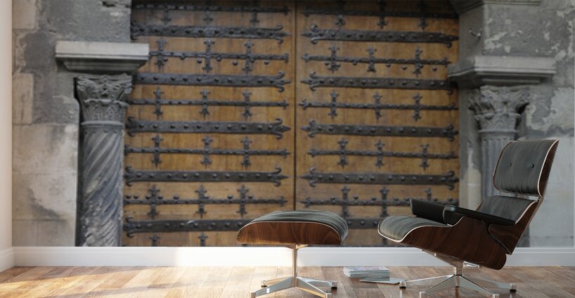 Wooden door. Cathedrale Saint-Sauveur. Aix-en-Provence. France Wall Murals