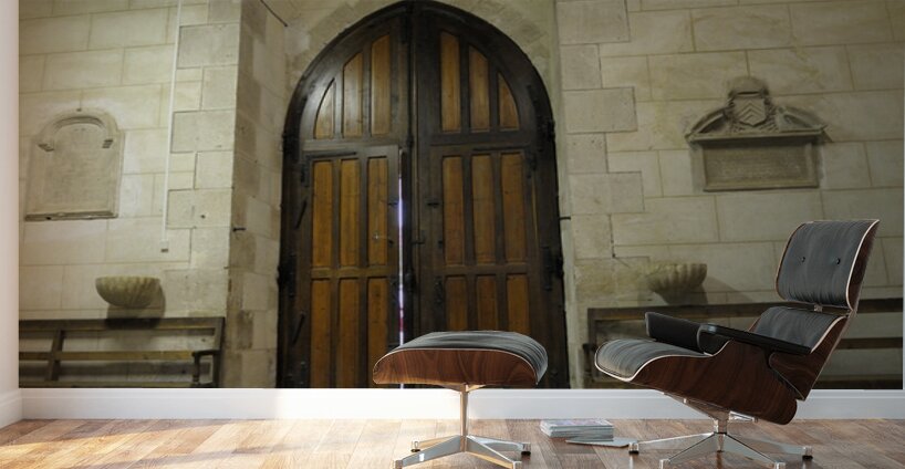 Shaft of light coming through the entrance door. Eglise de Saint Maurice. Chatillon-sur-Loire Centre. France Wall Murals