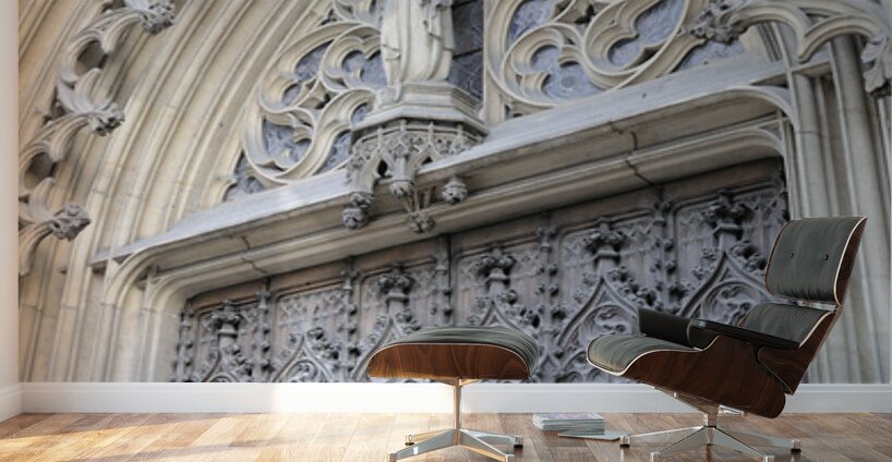 Entrance door detail of Eglise Saint-Bonaventure. France Wall Murals