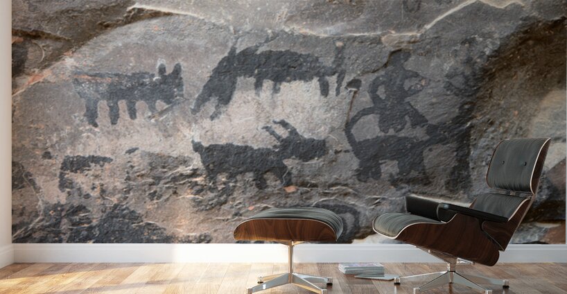 Black petroglyphs of animals Palatki Ruins Arizona USA Wall Murals