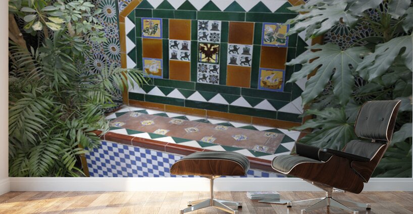 Ceramic tile bench with plants Casa Don Bosco Ronda Málaga Andalusia Spain Wall Murals