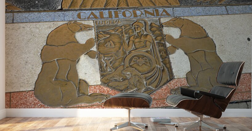 Bas relief plaque for California is inlaid into Hoover Dams plazas surface one of the seven states that fall within the Colorado Rivers basin. Hoover Dam Arizona Nevada USA Wall Murals