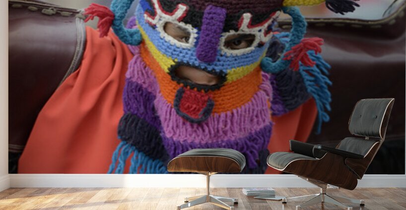 Man doing traditional dance while Quito celebrates the anniversary of its Spanish foundation Plaza de Santo Domingo Quito Ecuador Wall Murals