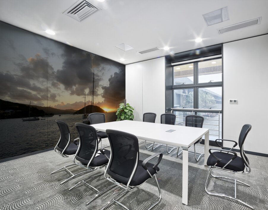 Caribbean sunset with catamarans and sailboats  Wall Printing