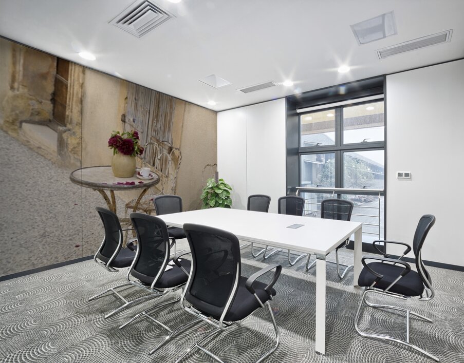 Outdoor table with flowers Wall Printing