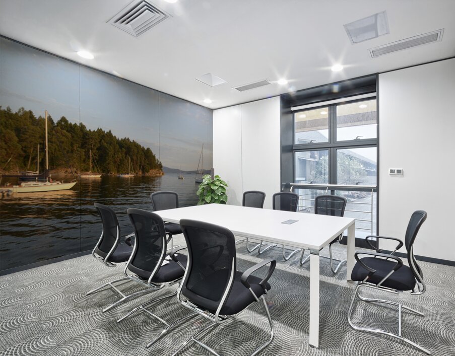 Sailboats at anchor on the west side of Tent Island Wall Printing
