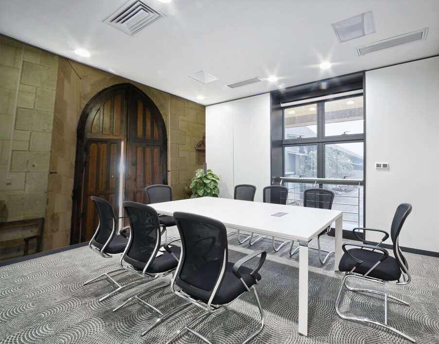 Shaft of light coming through the entrance door.  Eglise de Saint Maurice. Chatillon-sur-Loire Centre. France Wall Printing