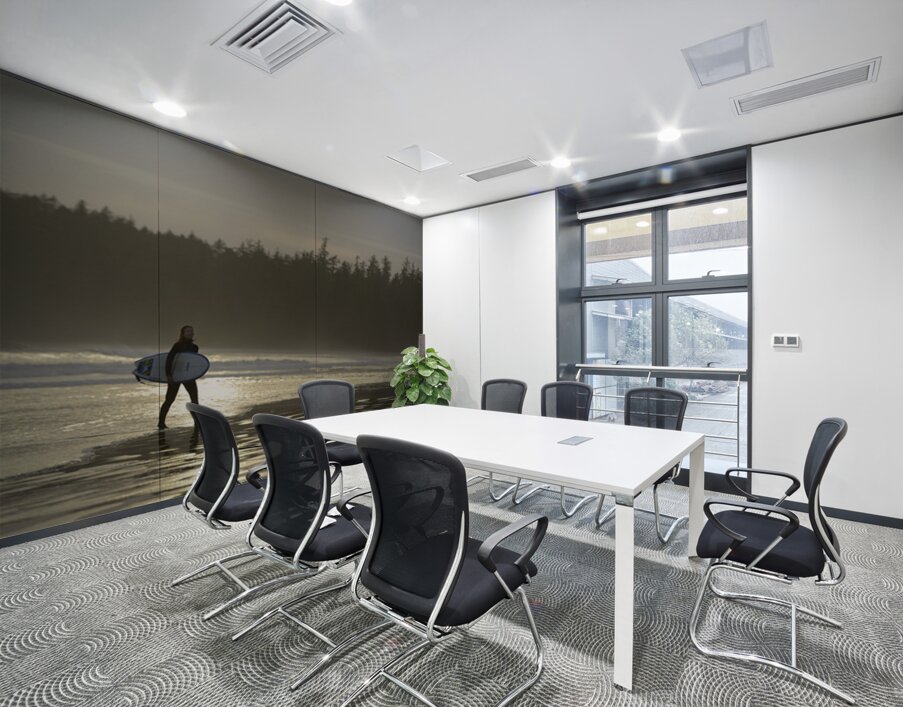 Women walking with a surfboard on Long Beach Pacific Rim National Park Wall Printing