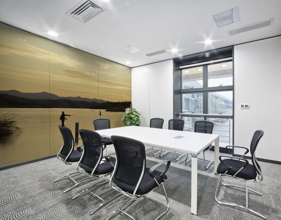 Backlit man fishing at sunset Patagonia Lake State Park Arizona USA Wall Printing