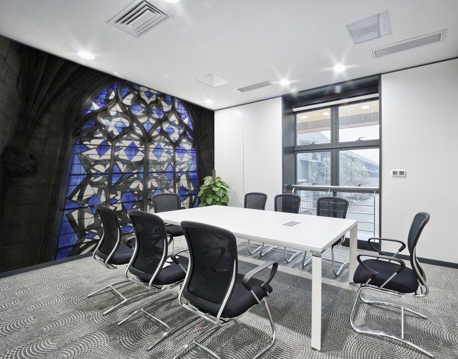 Modern stained glass window Nevers Cathedral Cathédrale Saint Cyr et Sainte Julitte de Nevers Nevers Nièvre Burgundy France Wall Printing