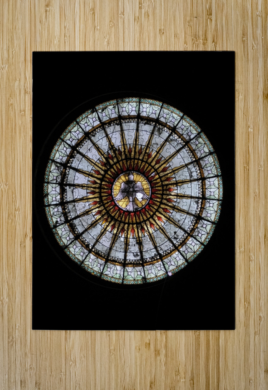 Round geometric stained glass window Eglise Saint Pothin Kevin Oke Puzzle printing