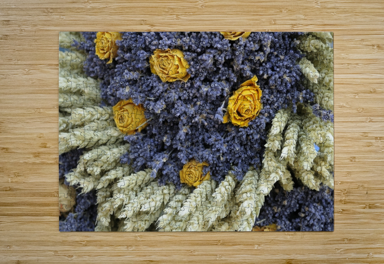 Dried yellow roses and lavender - Lourmarin Kevin Oke Puzzle printing