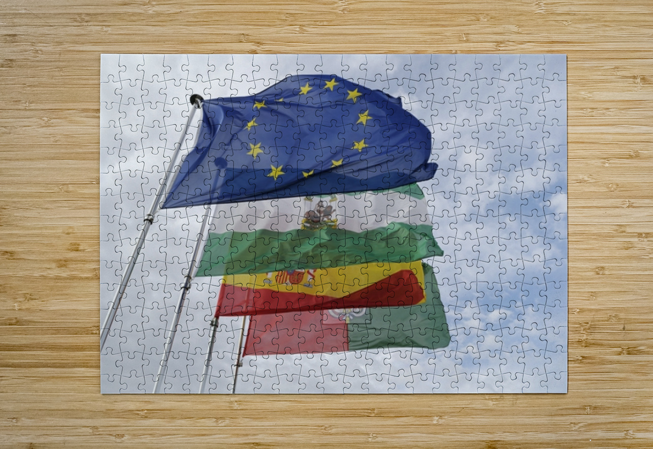 Flags on the Vela Tower The Alhambra Granada Andalusia Spain Kevin Oke Puzzle printing