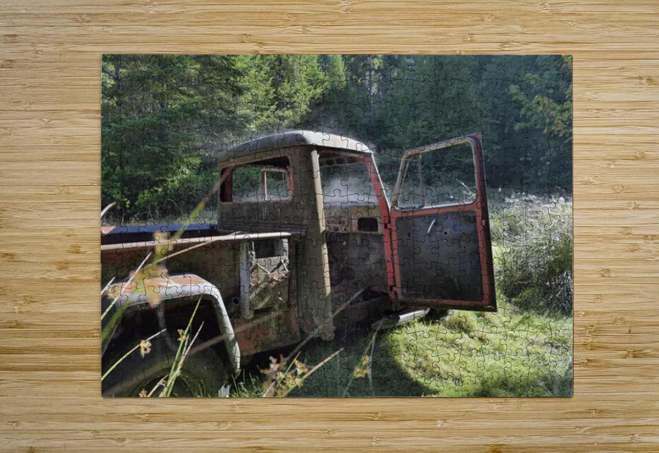 Old pickup truck with steam rising Kevin Oke Puzzle printing