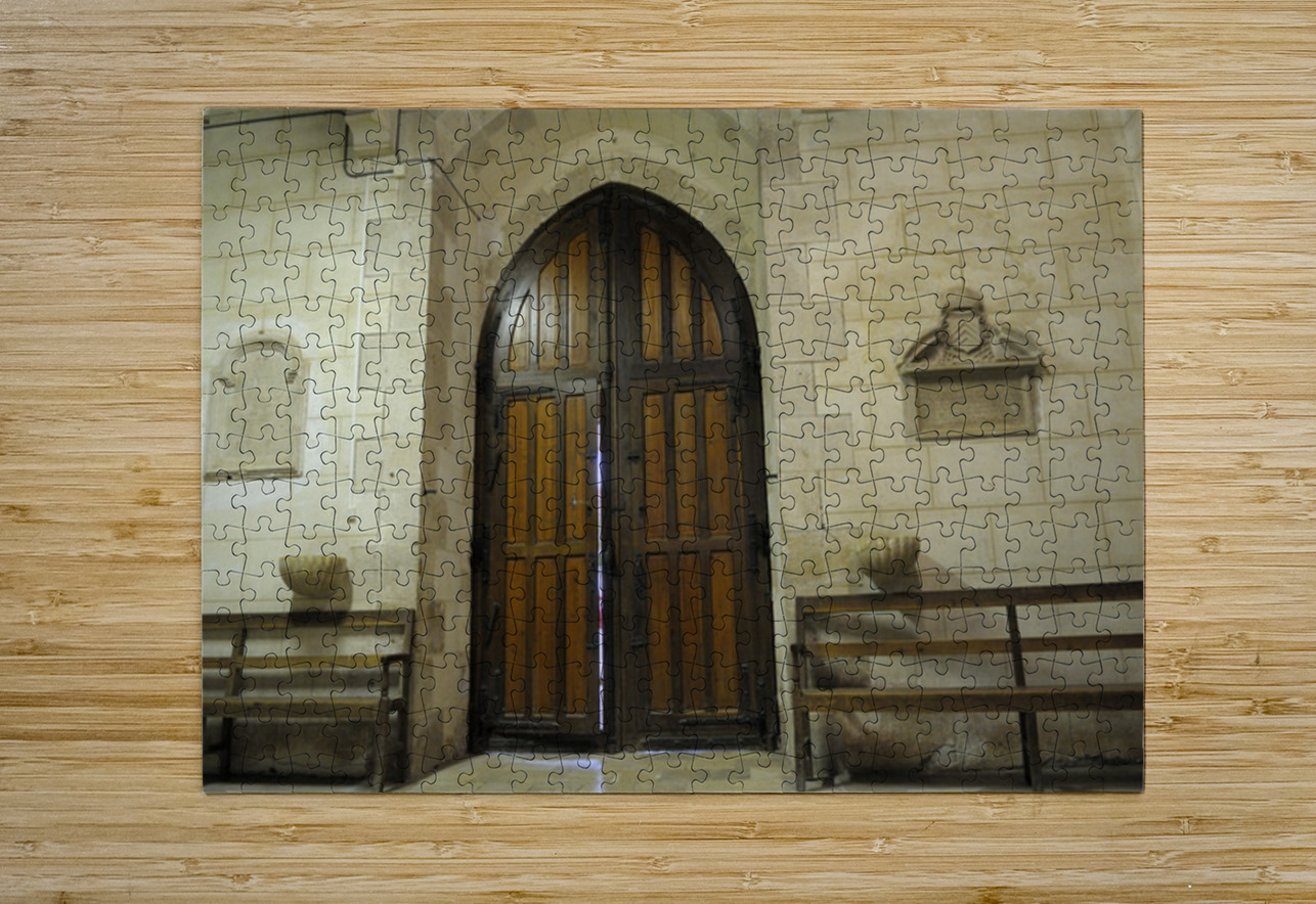Shaft of light coming through the entrance door. Eglise de Saint Maurice. Chatillon-sur-Loire Centre. France Kevin Oke Puzzle printing