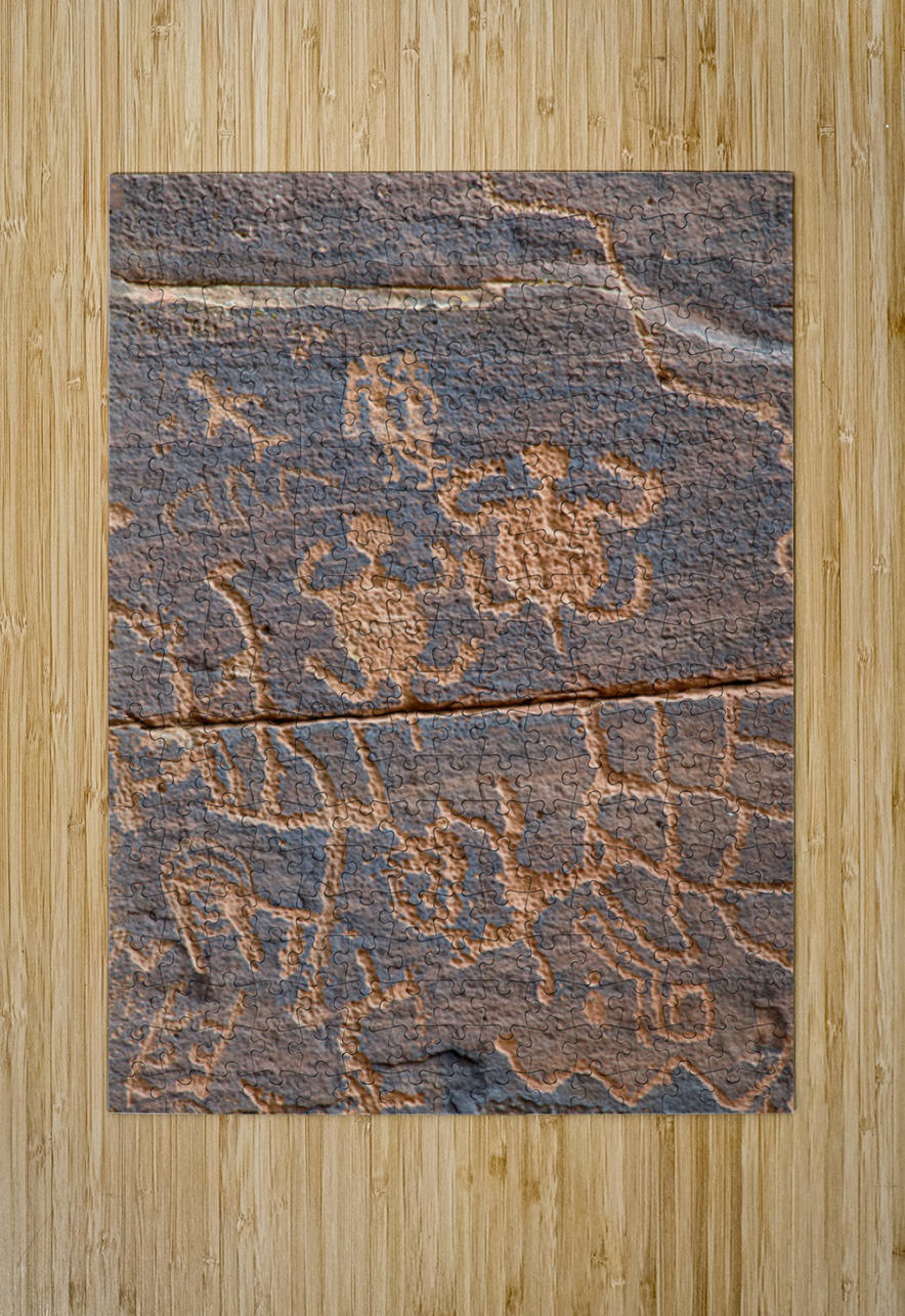 Ancient petroglyphs showcasing animal figures and geometric designs Crane Petroglyph Site Verde Valley Arizona Kevin Oke Puzzle printing
