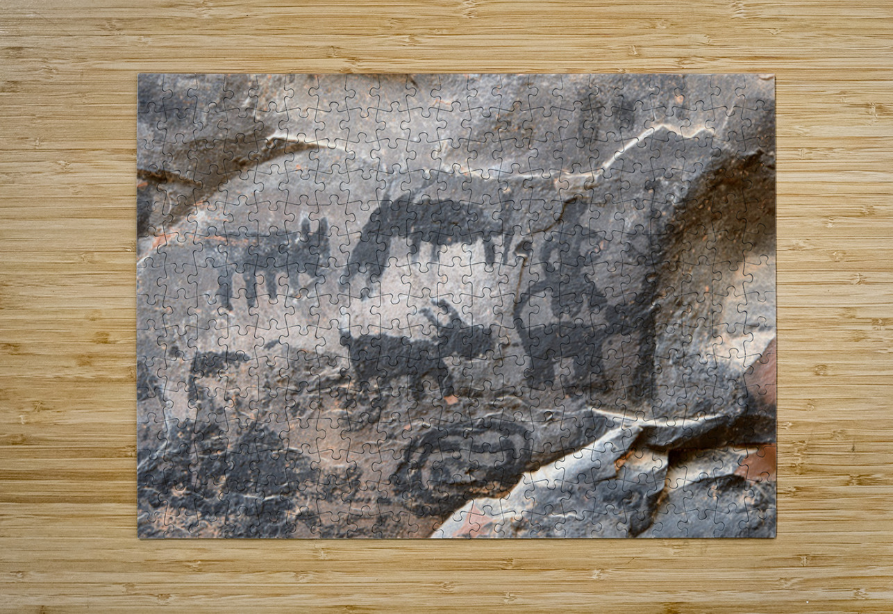 Black petroglyphs of animals Palatki Ruins Arizona USA Kevin Oke Puzzle printing