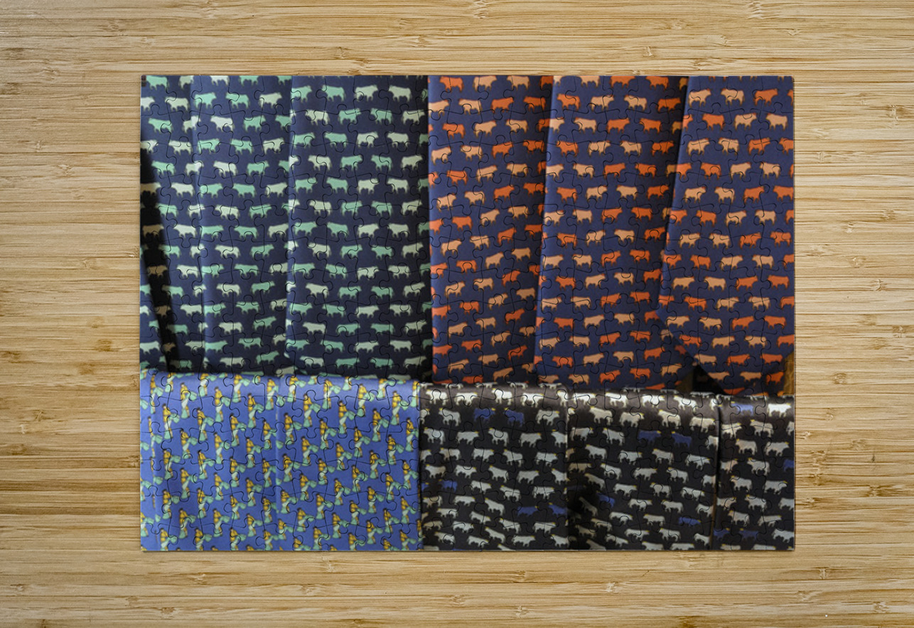 Textile with bull design Carrera de Espinel Ronda Málaga Andalusia Spain Kevin Oke Puzzle printing