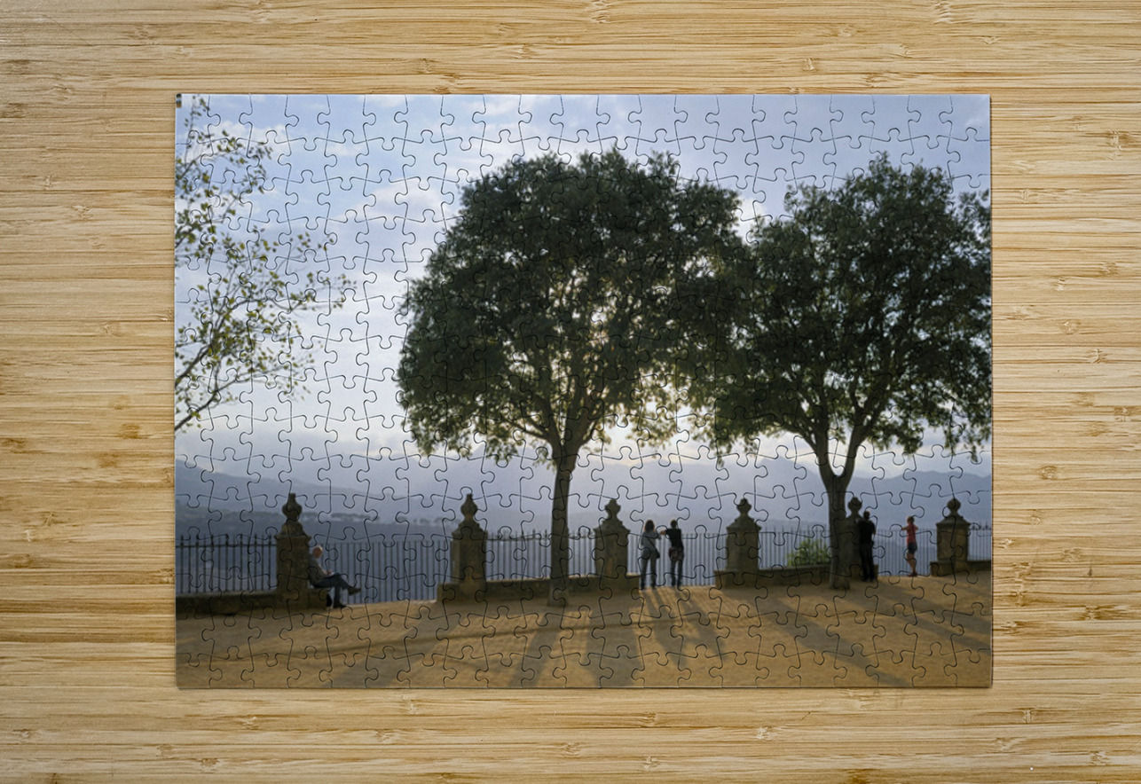People enjoying the view from the Alameda del Tajo Ronda Málaga Andalusia Spain Kevin Oke Puzzle printing